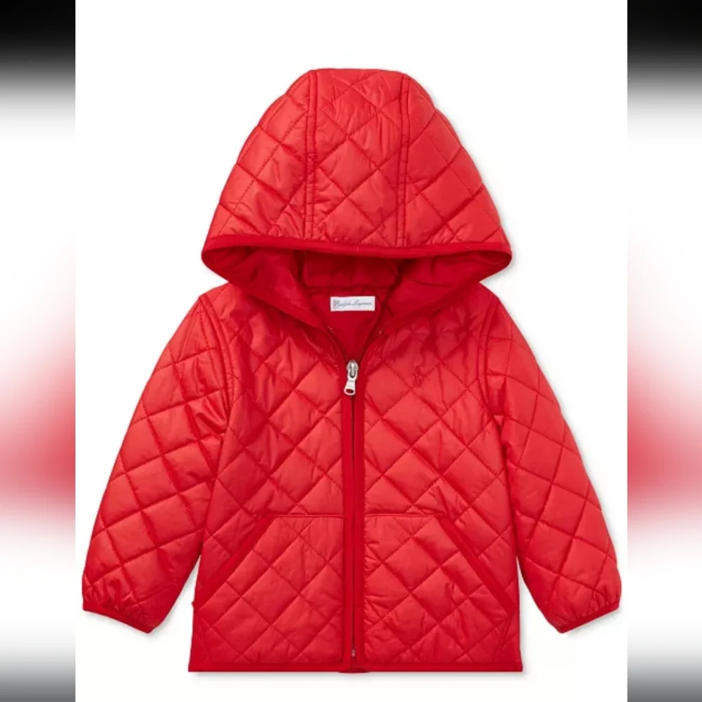Ralph Lauren Red Quilted Water Repellent Zip-up Jacket Size 18 months